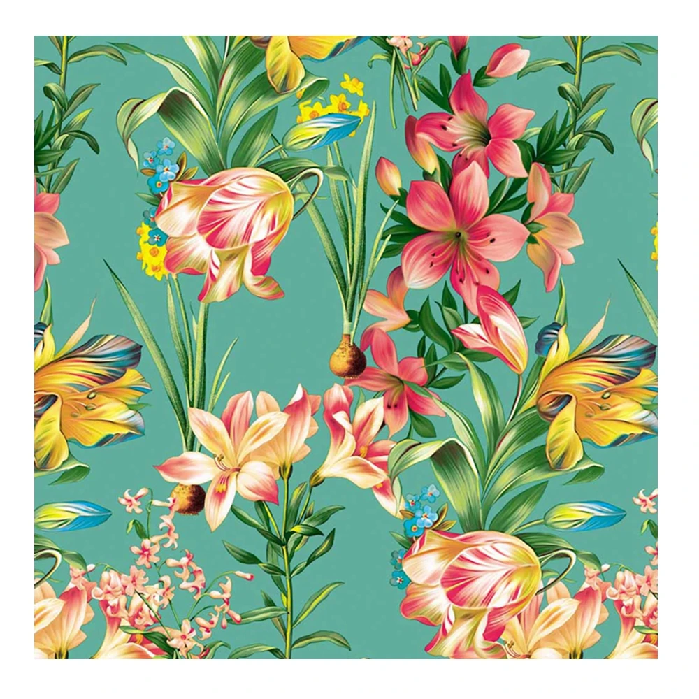 polyester soft moss crepe 115GSM custom digital supplier peacock feather printing for girl lady women t shirt night dress fabric