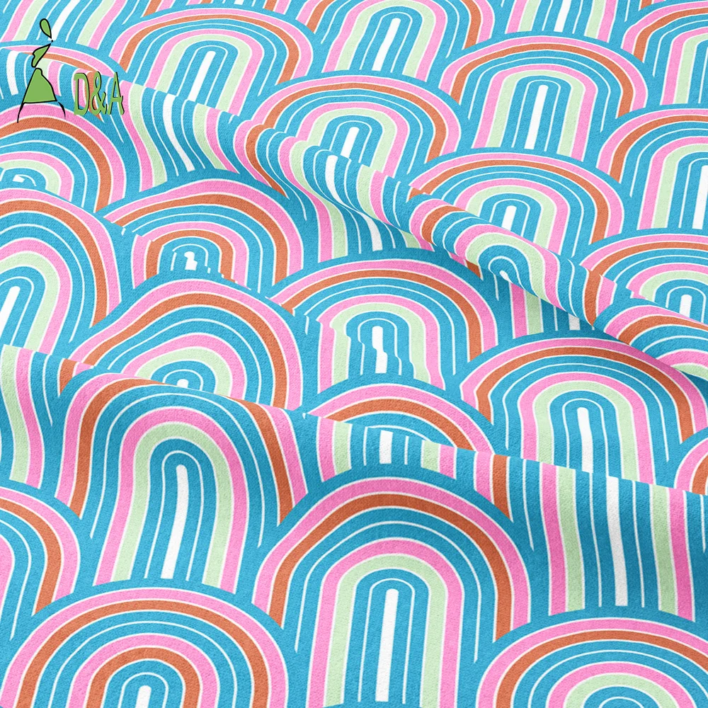 Hot Selling Multi-colored Rainbow Printed Fabrics 100% Soft Cotton Fabric For Garment
