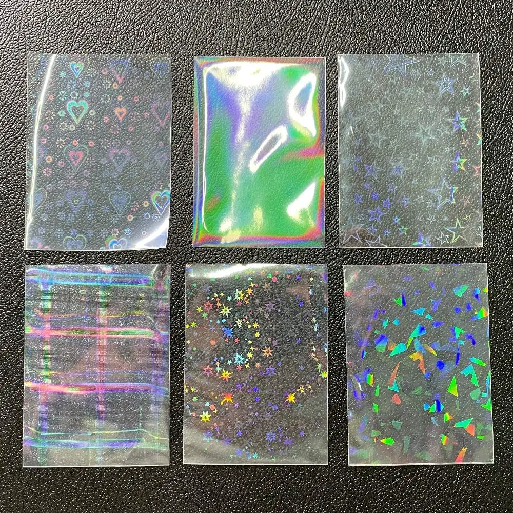 Custom Size 3x4  Transparent clear Laser Flash Hologram Holographic Thin Penny Gift Heart Kpop photocard Card Sleeves