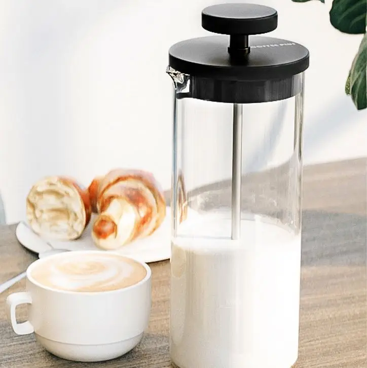 DD589  Manual Press Cream Coffeepot Cup Kettle Espresso Coffeemaker Coffee Pot Maker Coffee Glass Urns Milk Frother