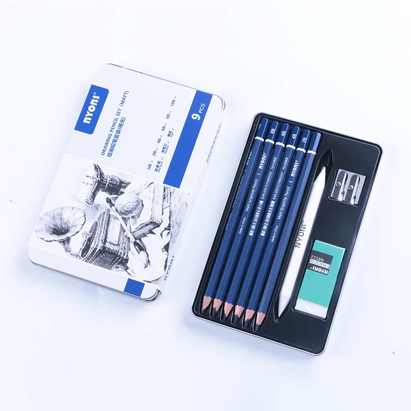 NYONI N2806 Professional Art Standard Natural Wood Custom Sketch Pencil  Set