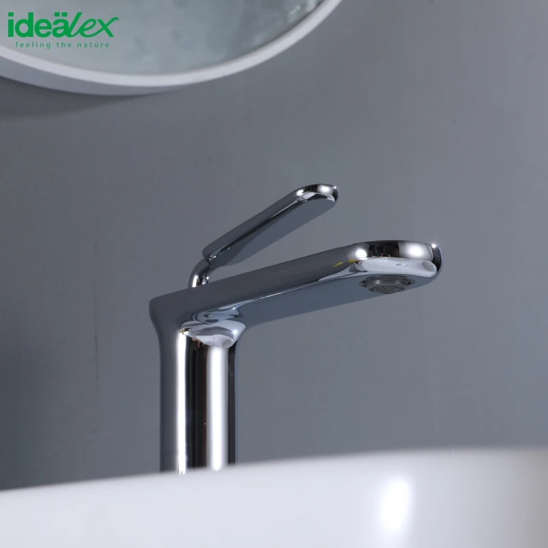 Ares Idealex Brass High Neck Single Lever Brushed Nickel Bathroom Faucet Wash Basin Bathroom Accessories and Faucets Set