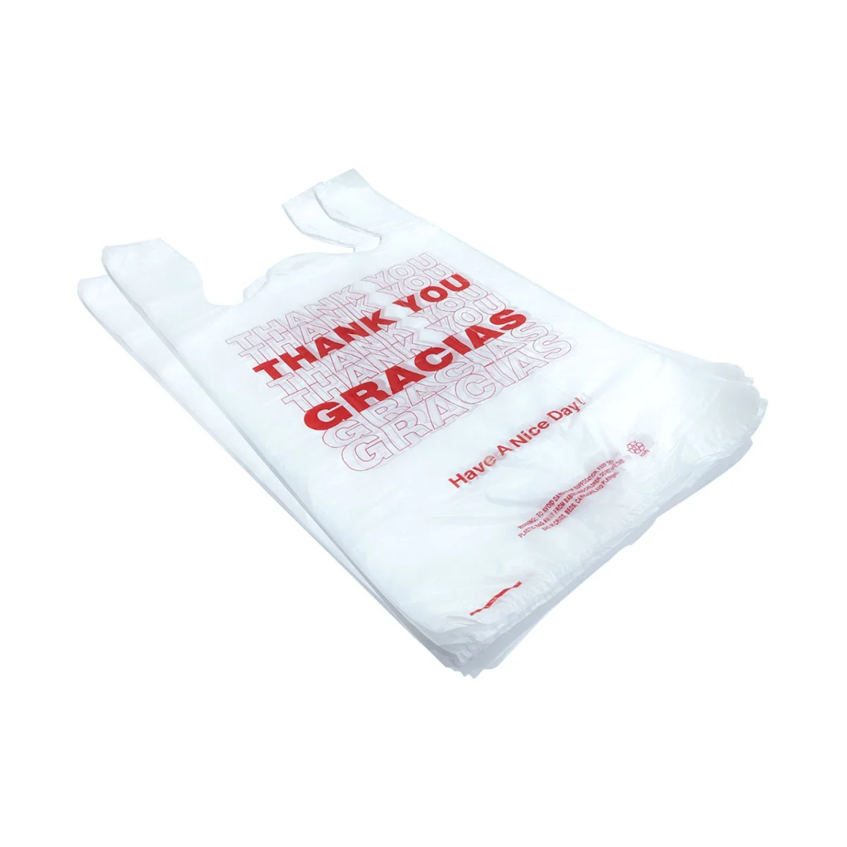 От Atlanta Duty Free экологически чистый HDPE спасибо пластиковый пакет для футболки для доставки продуктов в пределах США