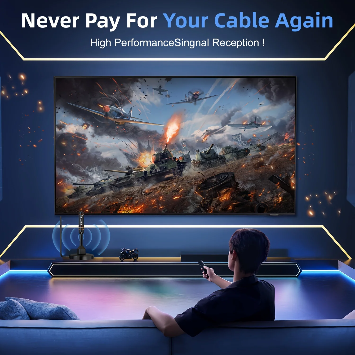 28dBi High Gain Long Range Indoor Digital TV Antenna With Amplifier 1080P 4K Free Digital Indoor Hdtv Uhf Vhf Outdoor Tv Antenna