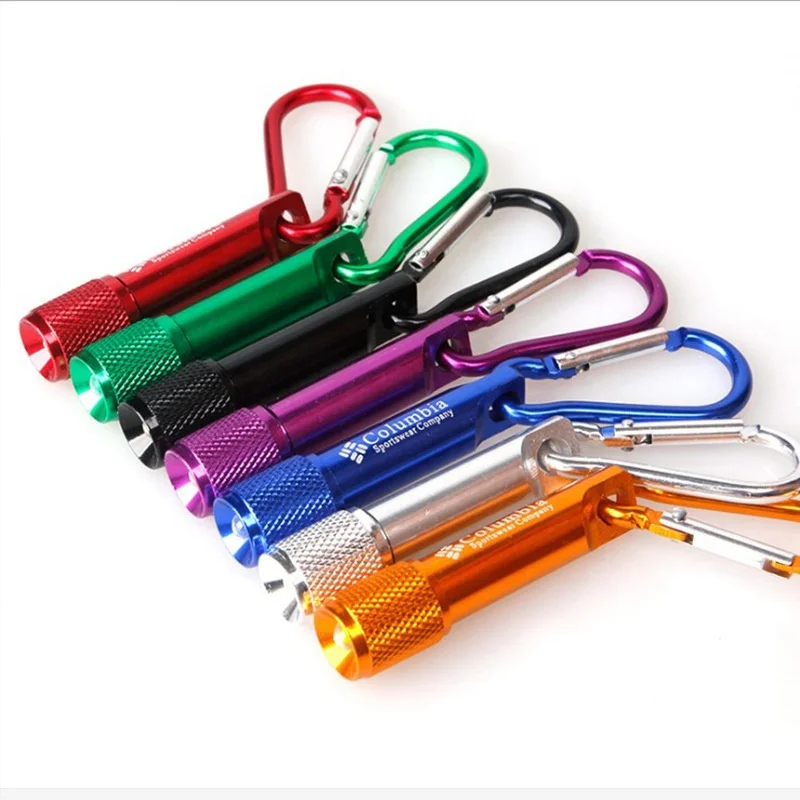 Manufacturer Promotion Mini torch light Carabiner Keychain Hook Lamp Aluminum Metal Keychain flashlight