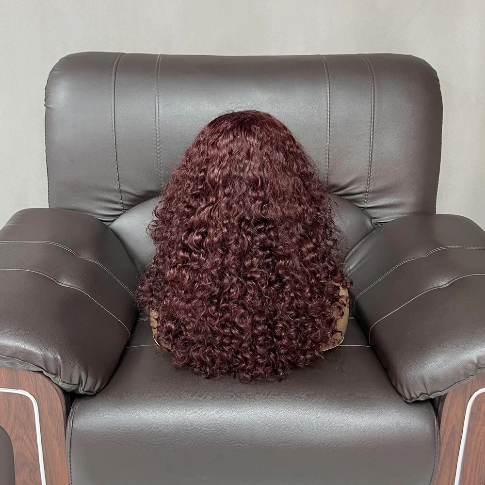 Высококачественные вьющиеся парики SDD проверенный поставщик 100% человеческие волосы 14 дюймов 99J бордовый роскошный 13x4 фронтальный парик Прямая поставка