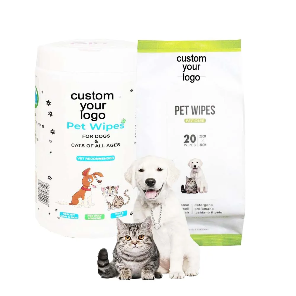 Eco Friendly Pet Biodegradable Bathing Wipe Grooming Cleaning Gloves Customize Disposable Hypo-Allergenic Dog Carbon Wet Wipes