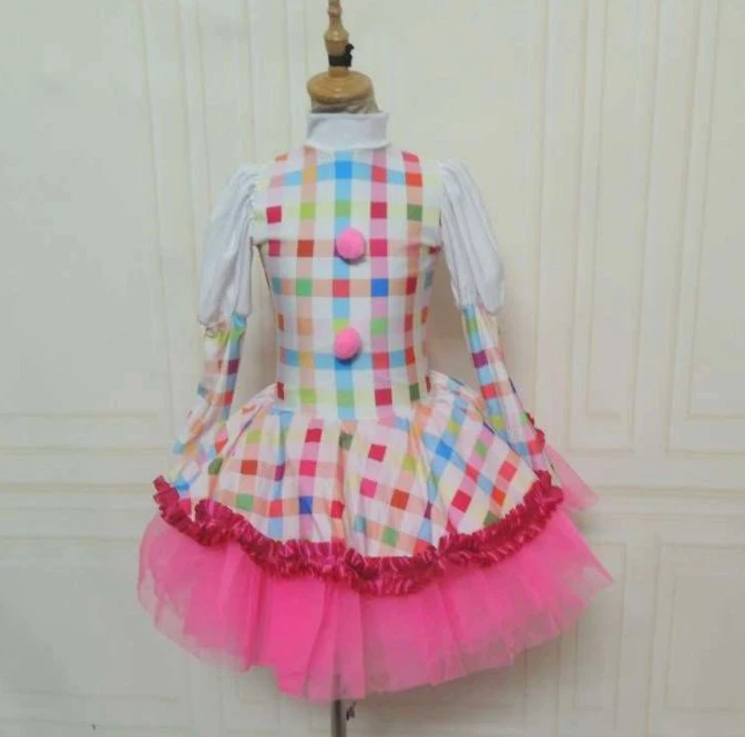 kids ballet dress  girls gold  dance stage clown costumes adult  leotard  short sleeve ballet  clown  dress