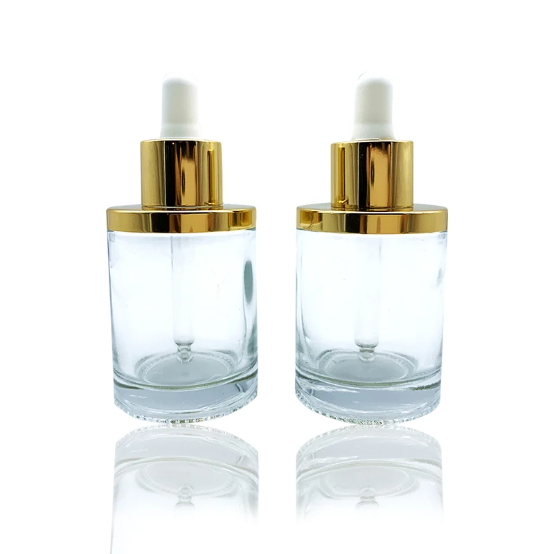 Custom Luxury Clear Frosted Dropper Serum Glass Essential Oil Bottle Glass