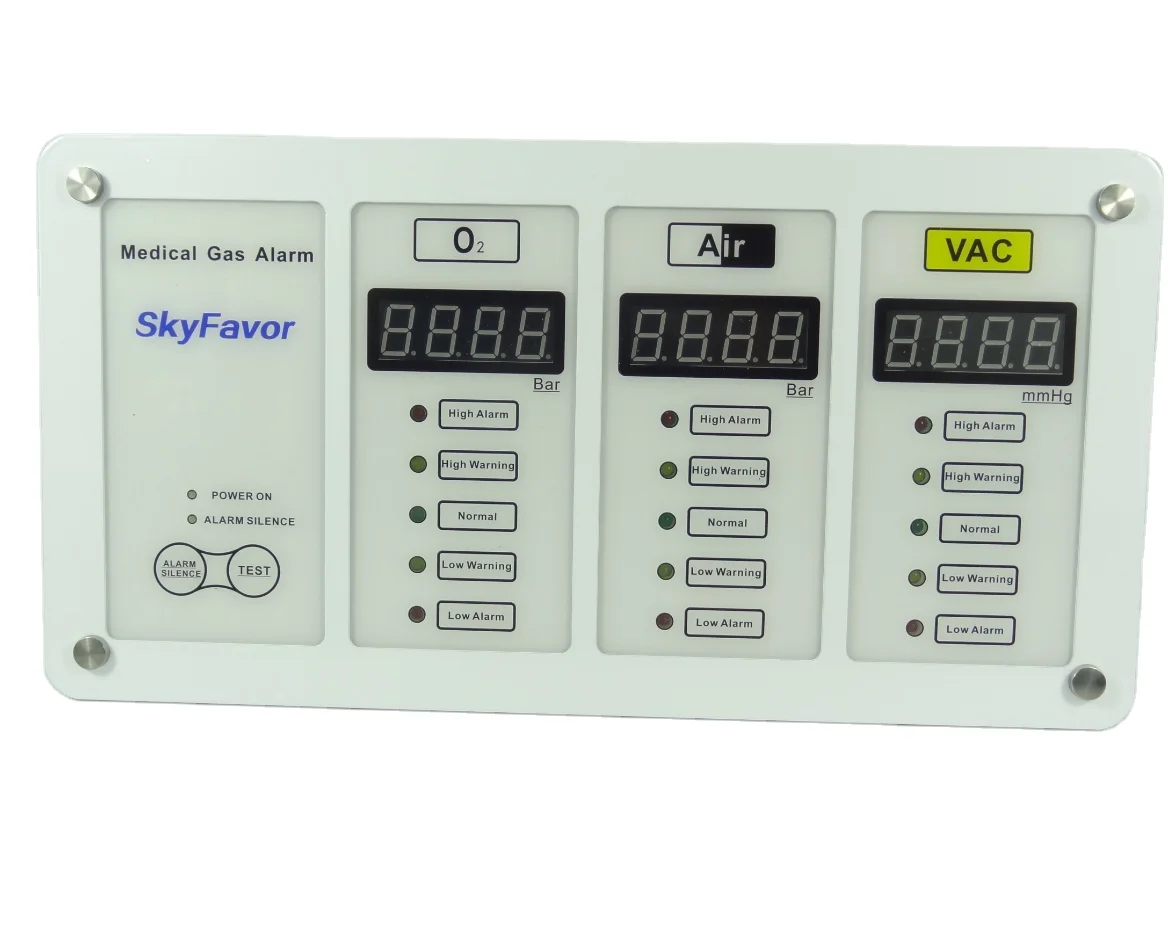 Gas pressures and vacuum levels Monitor 3 gas Medical gas area alarm Area Alarm Panel