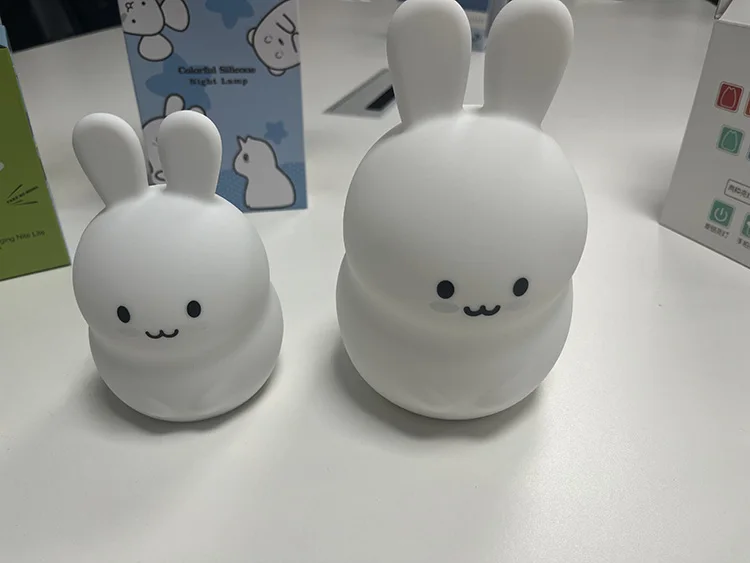 Hot Sale Big Face Rabbit Bunny Silicone Night Light Rechargeable Touch Lamp 3 Levels Brightness Bunny Lamp Toys for Kids Gift