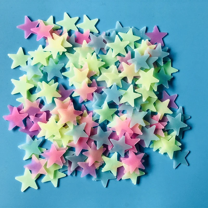 100PCS/Bag 3D Luminous Star Stickers Home Decoration Glow In The Dark Stars Moon Planets Fluorescent Wall Stickers For Kids Room