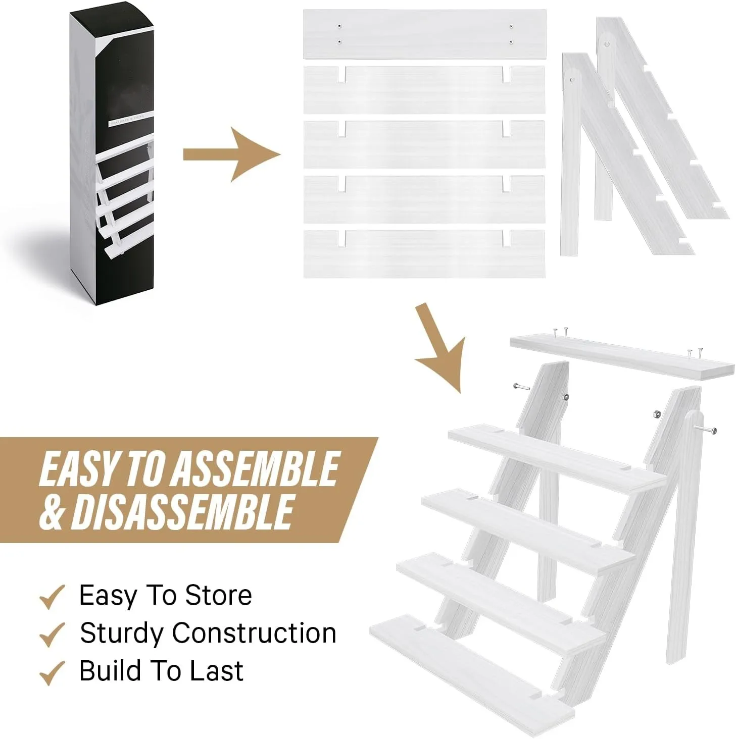White Wooden Cube Dessert Display Riser Figures Jewelry Food Risers Buffet Table 5 tiered wooden tray stand racks for buffet