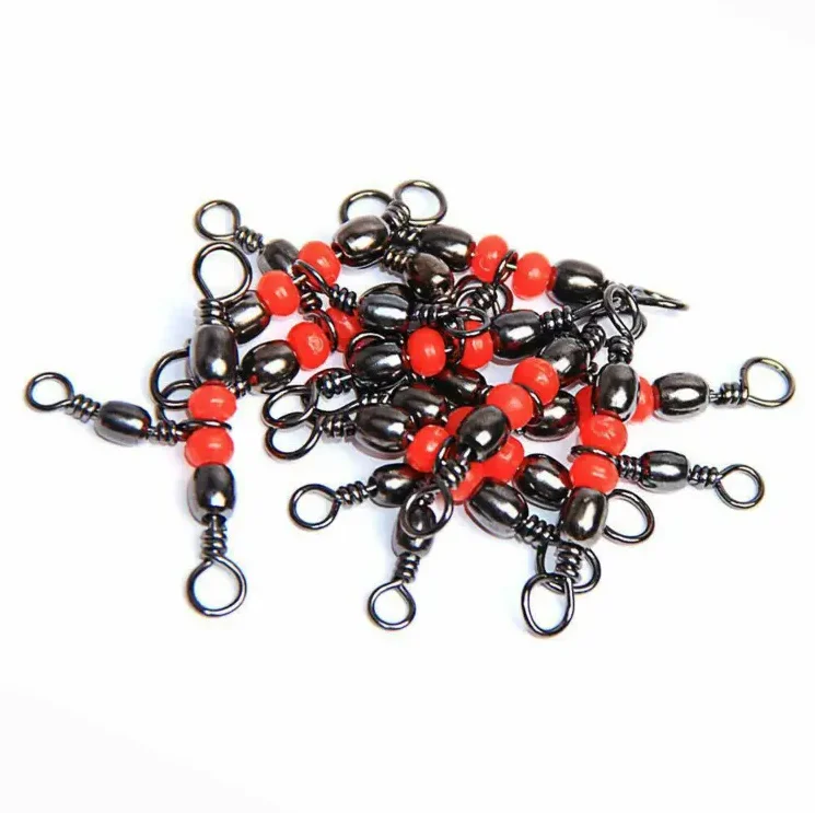 Fishing Snap Swivel 3 Way luminous  Swivel Barrel Ring Hook Lure Line Stainless Steel Connector Beaded Fishing Accessory