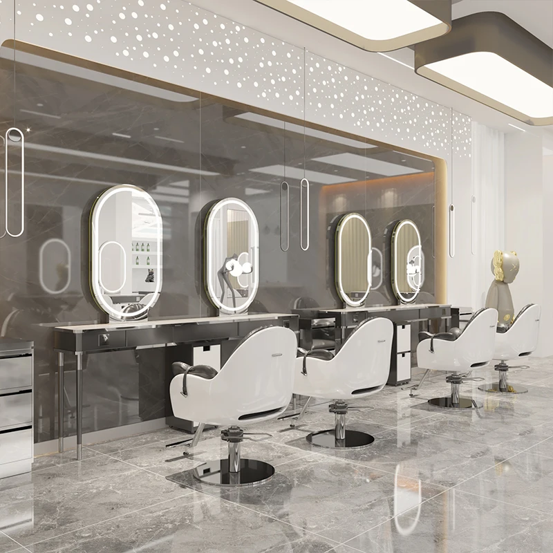 New Style Hair Salon Double-sided Mirror Chair And Set