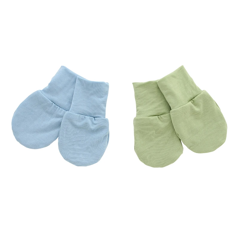 Wholesale Lovely Printed Solid Color Baby Mittens Customize New Born Bamboo Cotton Fabric Autumn Winter Super Soft Baby Gloves