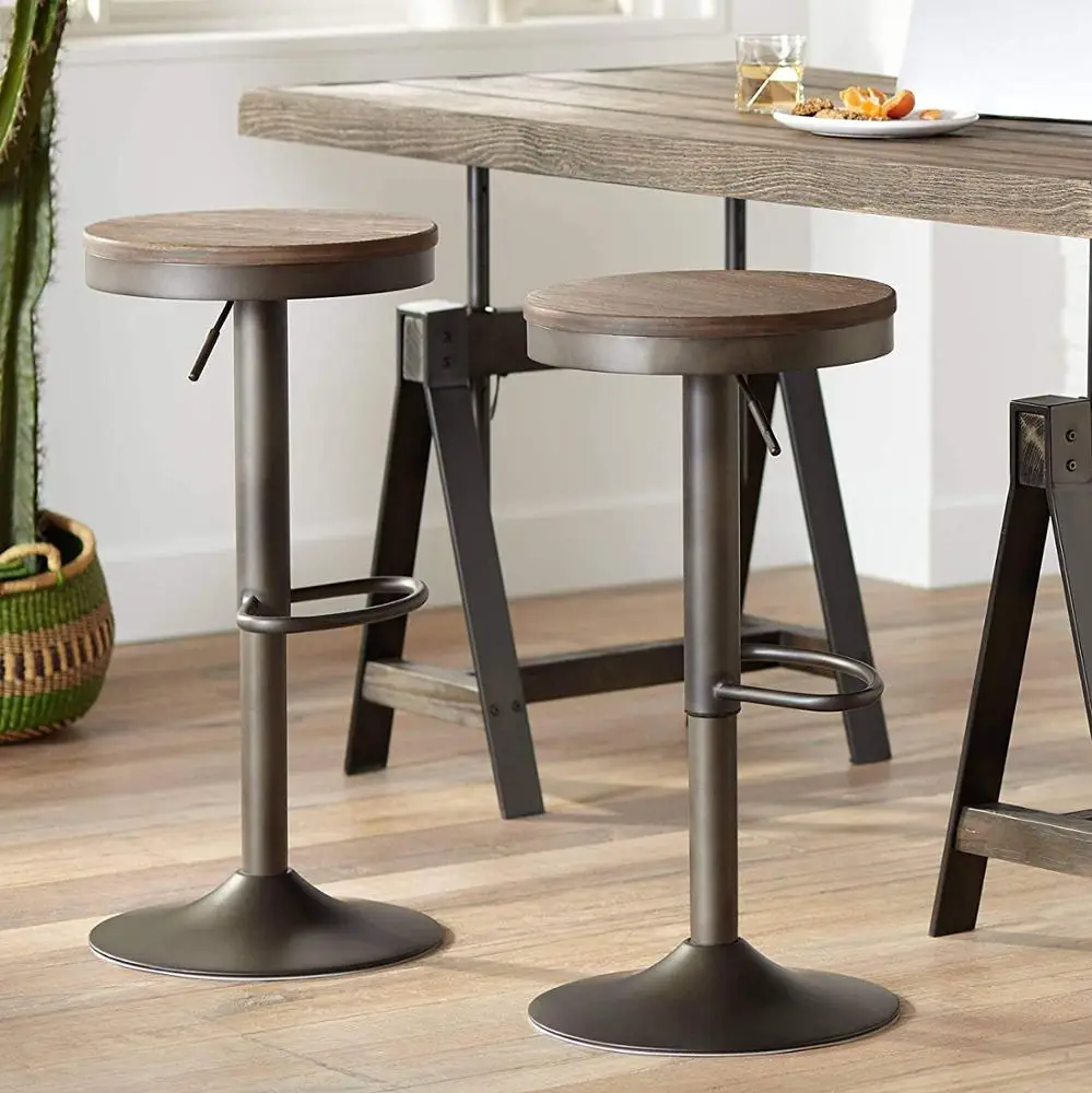 Modern square adjustable counter height swivel bar chair