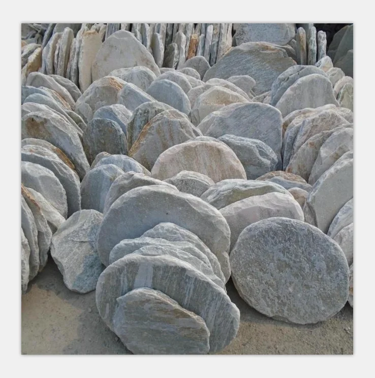 Natural grey round  slate stepping stones for garden  ornament stone