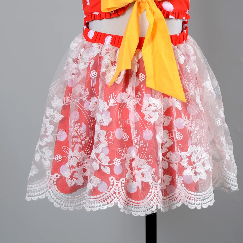 Fashion Kids Performance Costume Bow Knot Skirt Holiday Birthday Party Mouse Minnie Lace Tutu Cotton Summer minnie dress