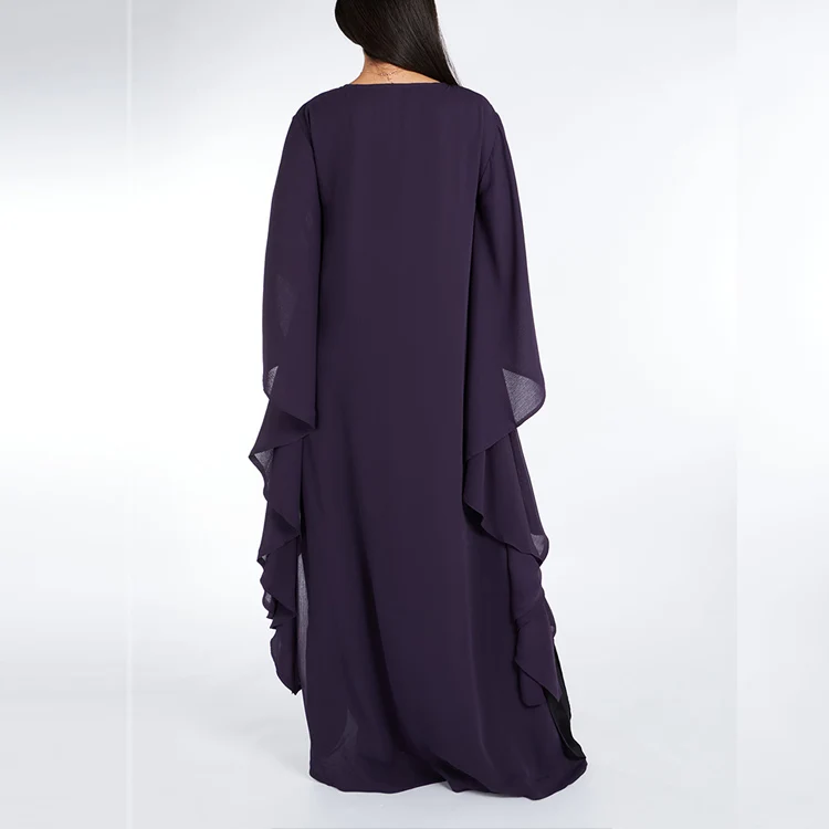 Kleid традиционная мусульманская одежда и аксессуары на заказ 2024 оборками Дубай шифоновое модное Макси абайя женское мусульманское платье