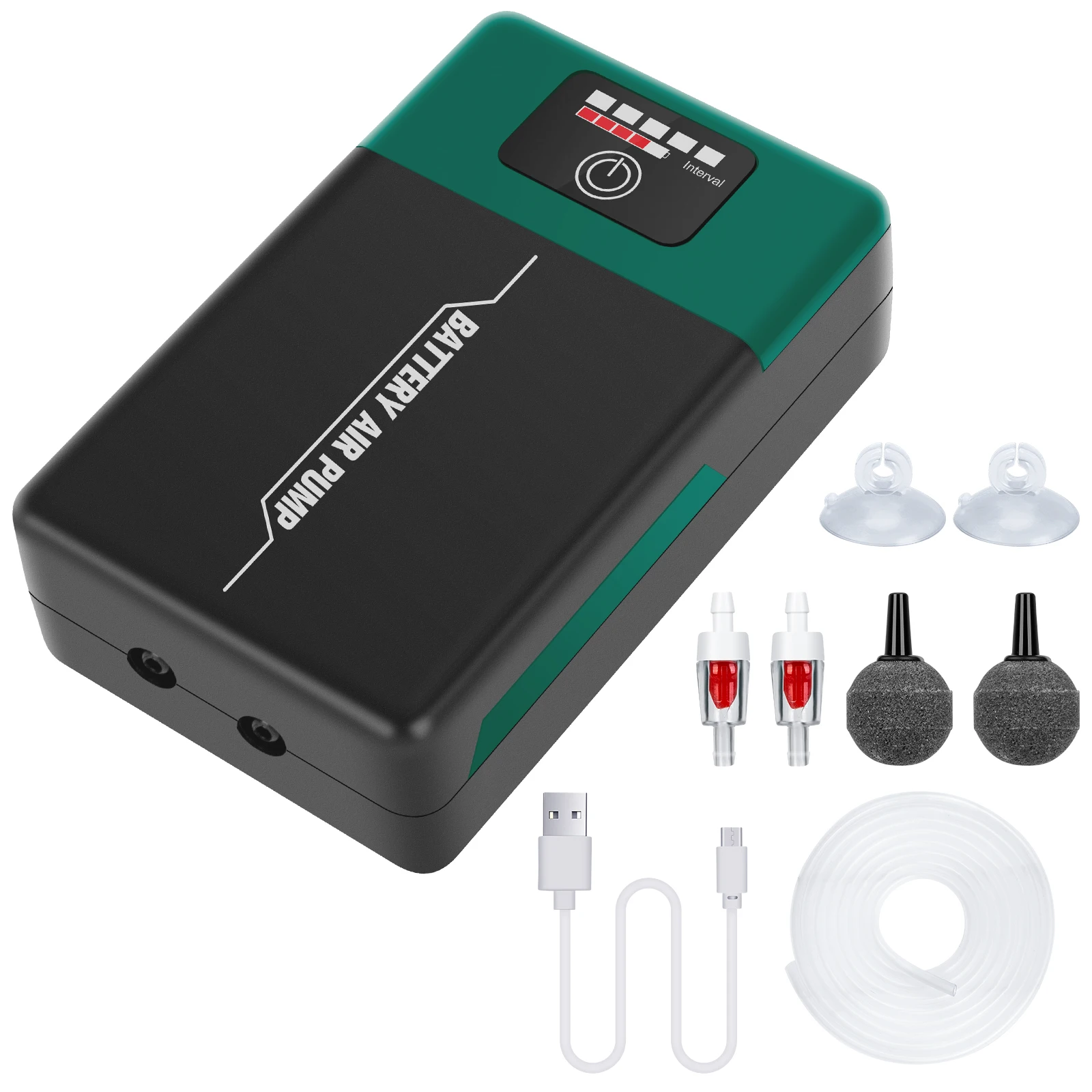 Rechargeable  double outlet aquarium air pump  filter setup noise reduction bubble wall at home