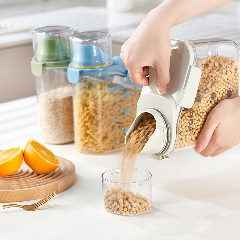 2.8L Sealed Plastic Food Container Kitchen Rice Dispenser Cereals Dispenser