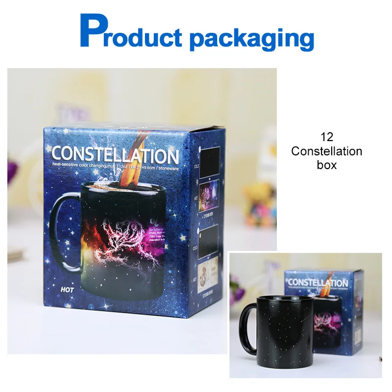 Starry sky purple magic 12 constellations color-changing water cup creative ceramic mug birthday gift advertising customized
