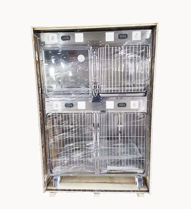 Stainless steel veterinary dog cat small animal oxygen  infrared physical therapy cage for Pet hospital clinic