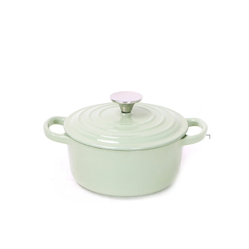 New 6 Cast Iron Enamel Pots Light Green High Color Cooking Pots and Heating Pots