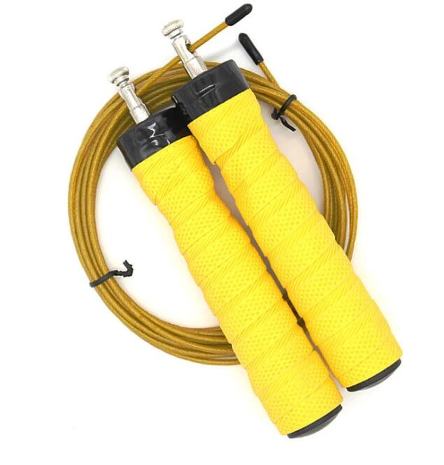 custom logo high fitness adjustable sweatband pvc heavy weighted steel cable skipping speed jump rope