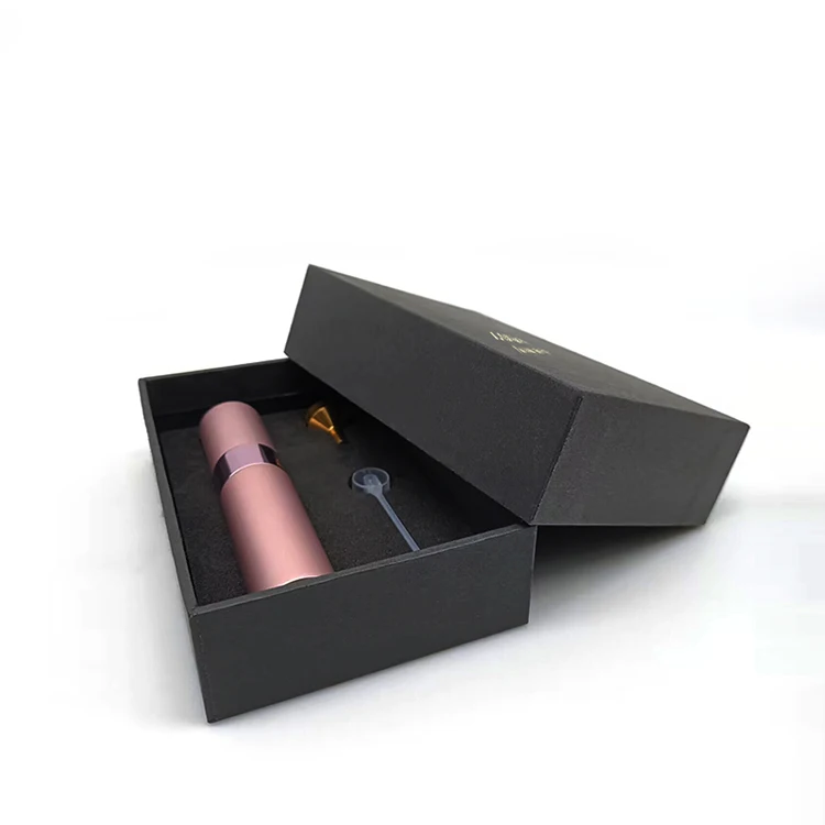 factory custom mini rectangle black perfume gift set empty paper box perfume bottle packaging box