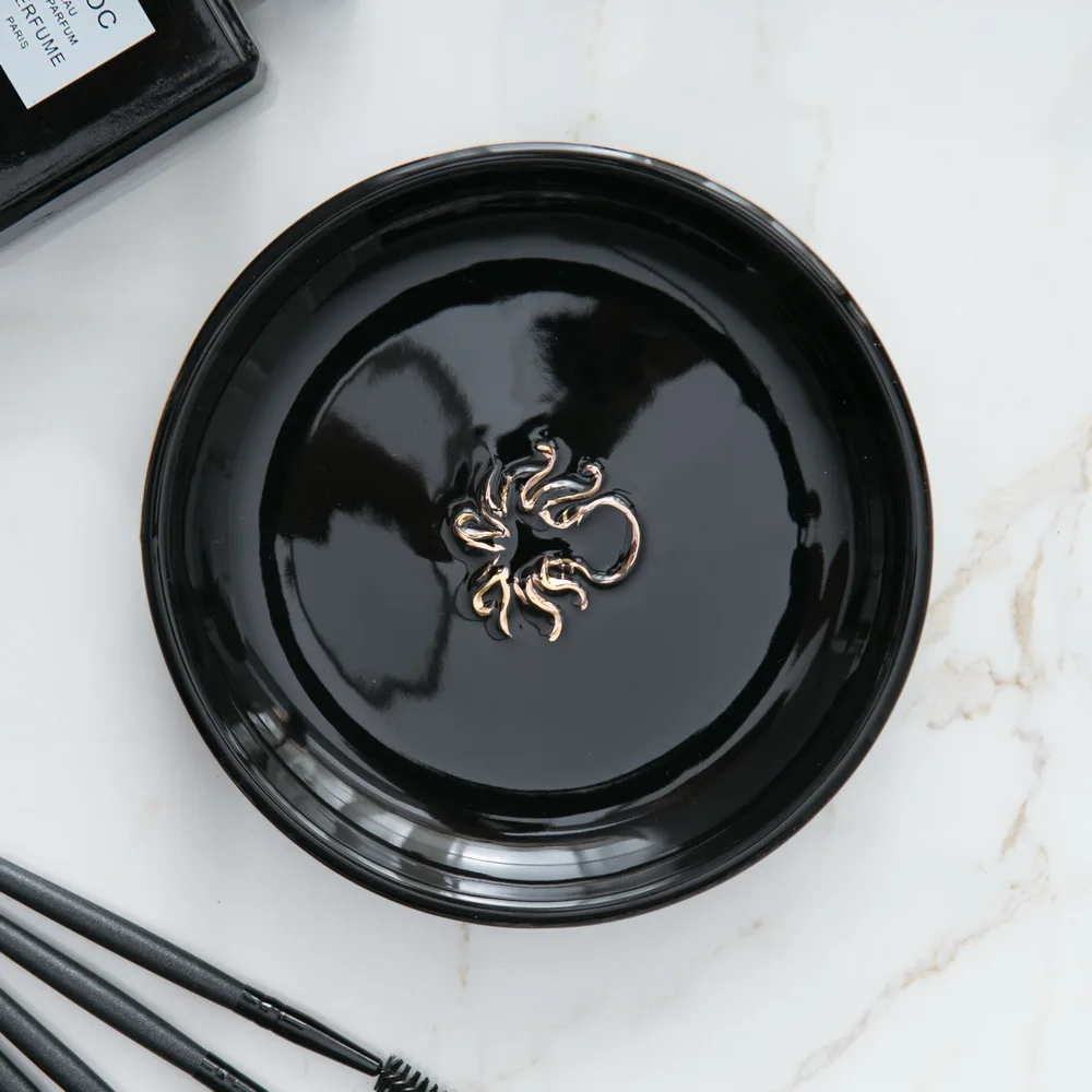 Nice design ceramic display storage for showcase jewelry tray with gold octopus