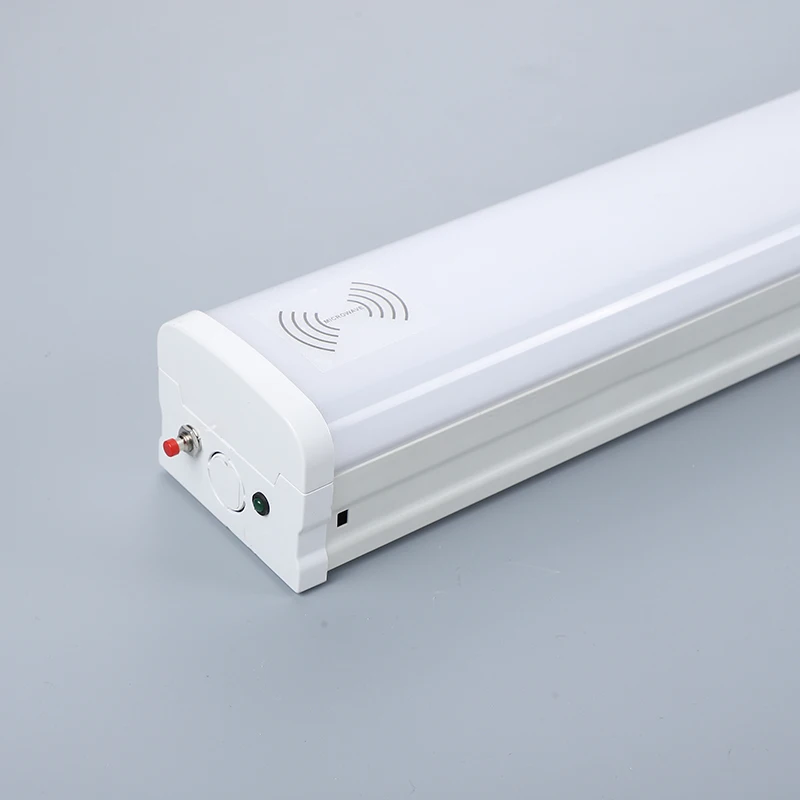 ETL Radar sensor Emergency LED dimming tri proof light switchable CCT Aluminum PC Vapor light IP67 garage linear light project