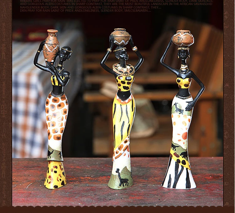 Exotic doll three-piece resin crafts creative home new house decoration