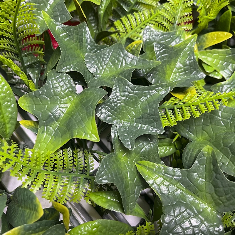 JS Artificial Plant Wall Panel Green Material Exterior Interior Wall Stone Tiles Artificial Grass Wall for Vertical Garden Home