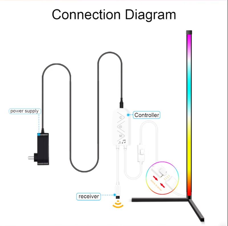 CX-Lighting Symphony Floor Lamp WIFI Dimmable RGB Color Change Remote/APP Control Lighting with 20W