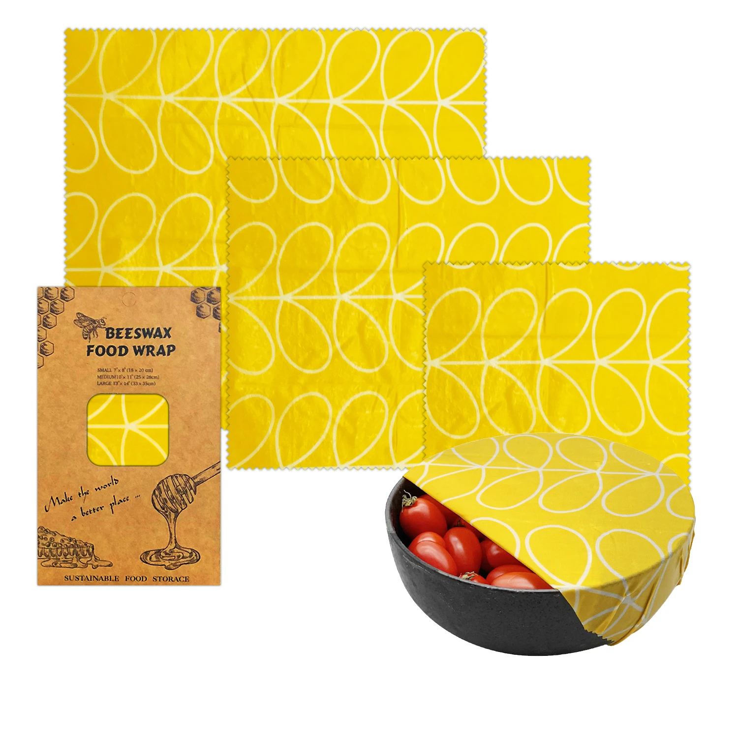 
3 pack Amazon Reusable Bees wax Wraps Food Wrap Beeswax-Wrap 