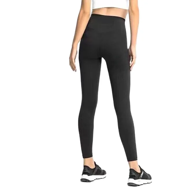 New INS nude lulu yoga pants No Awkwardness line lulu yoga leggings Running exercise fitness wear tight cropped pants