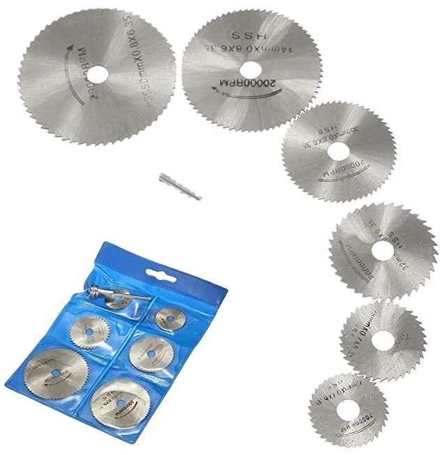 6Pcs Mini HSS Circular Saw Blade Rotary Tool For Dremel Metal Cutter Power Tool Set Wood Cutting