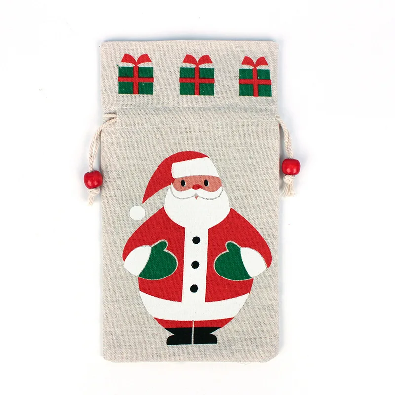 new arrival santa sack merry christmas gift jute drawstring pouch bag for children