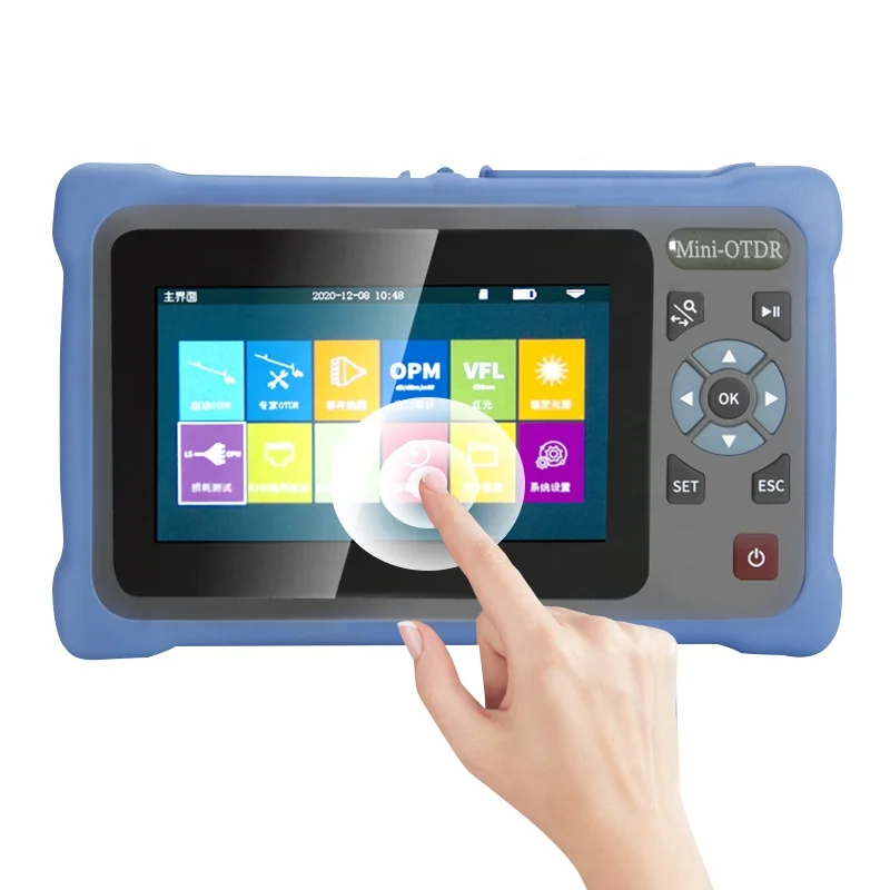 MINI OTDR 1310/1550nm 26/24dB Fiber Optic Reflectometer Touch Screen VFL OLS OPM Event Map Ethernet Cable Tester AUA800U SC APC