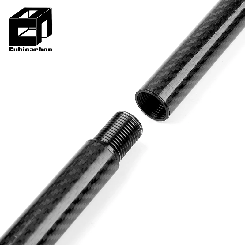 Manufacturer 3K prepreg Toray carbon fiber Threaded tube Thread Connector 1inch to 1inch Carbon Fiber Tube Joint