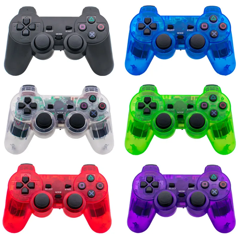 2.4G Wireless Transparent Joypad Gaming Controller with Double Vibration Feature 2nd Generation Gamepad for PS2 Games