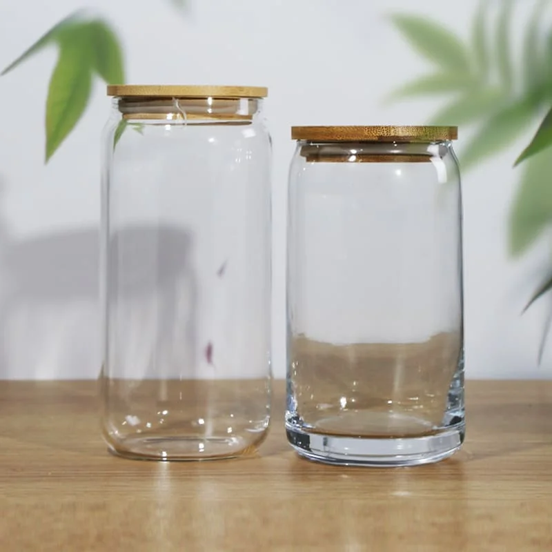 Artistic 16oz Glass Beer Can Cups with Straws and Custom Logos