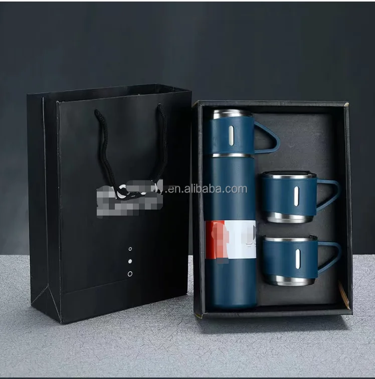 Doyoung 3pcs Gift Outdoor Travel Coffee Tea Drinkware Stainless Steel Insulated Water Bottle Business Gift Cup Vacuum Flask Set
