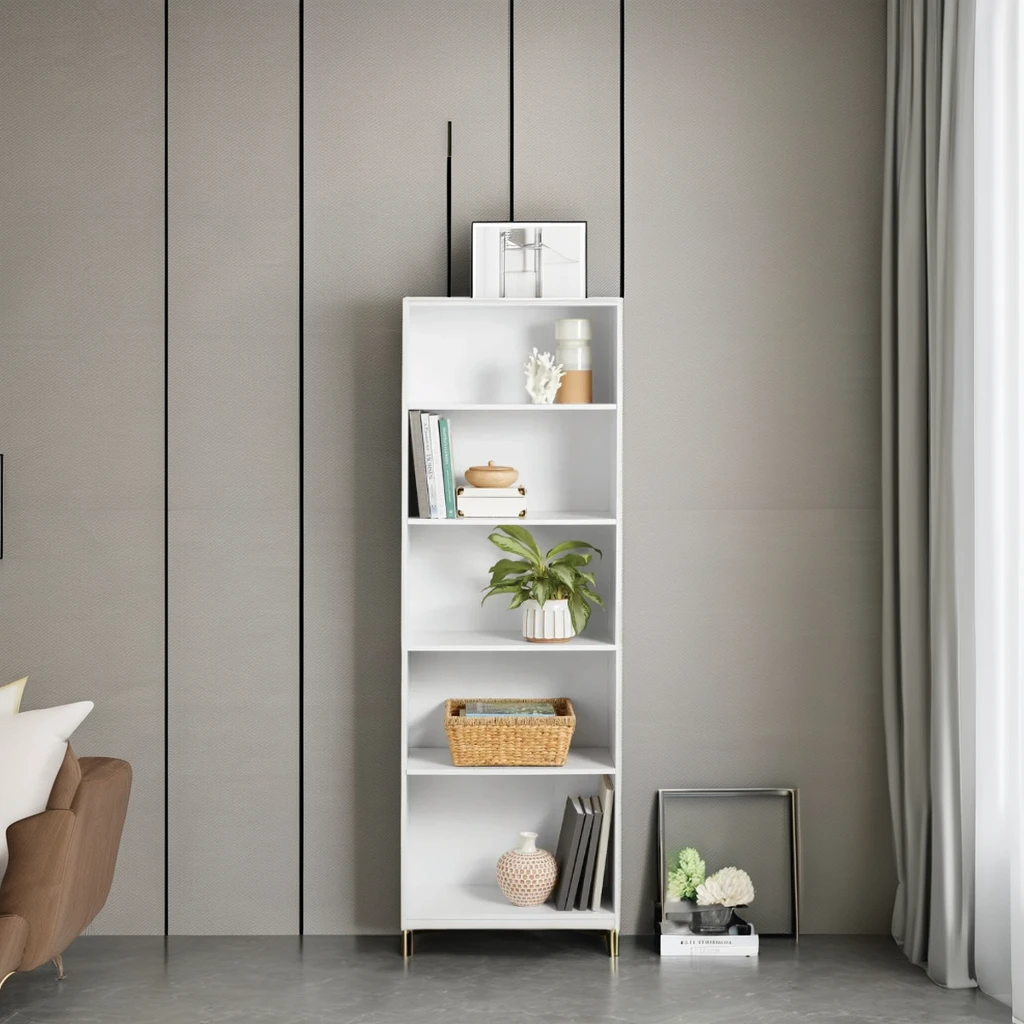 Combohome Standing Type Wooden Bookshelf Bookcase Multi-Racks Living Room Book Shelves Easy Installation Leaning Wood Furniture