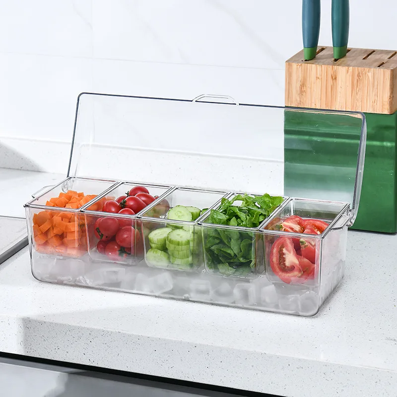Хит продаж контейнер для салата миска кухни коробка закусок 5 отделений фруктов хранения еды разделенный лоток с крышкой