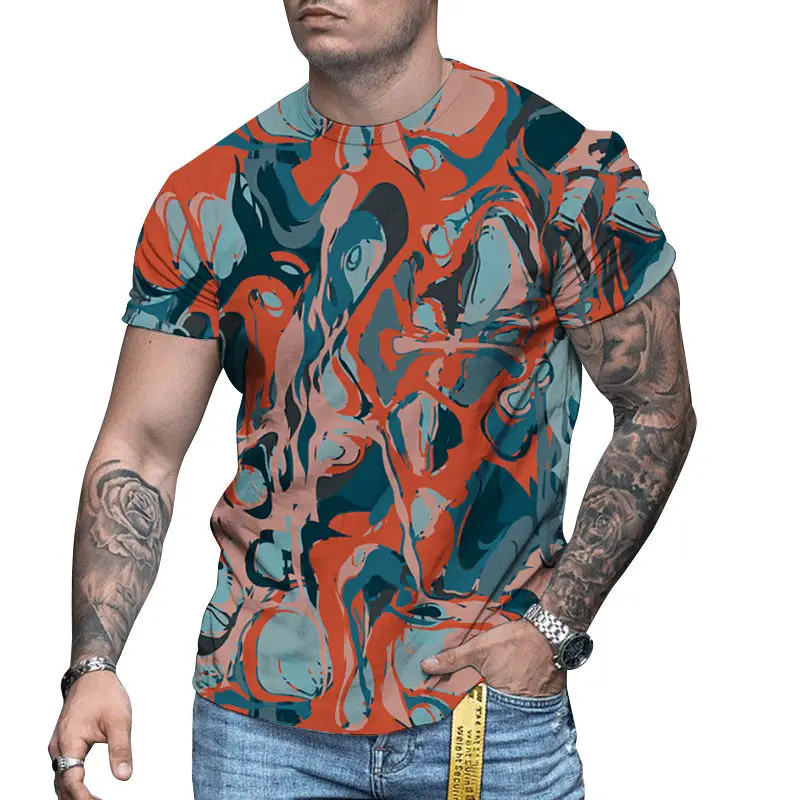 2022 T Shirt Hip Hop 3D Graphic Bodybuild T Shirt Custom Logo Streetwear Men Bulk Blank T-shirts