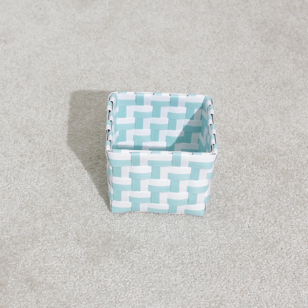 White and Blue Resin Rectangular Mini Bathroom Basket Set of 4 PP/Plastic Sundries Organizer