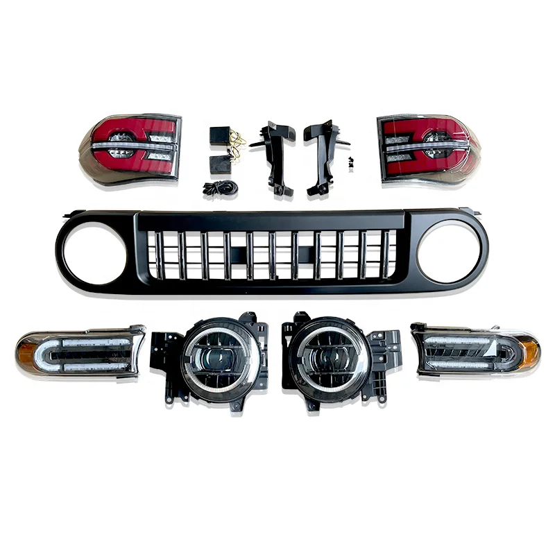 YBJ car accessories body kit led headlight front bumper grille facelift white/black for FJ Cruiser 2007-2021 2023 2024 body kit